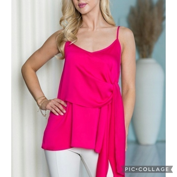 🔥🔥Fuchsia Cami Top w/Tie - Picture 3 of 4